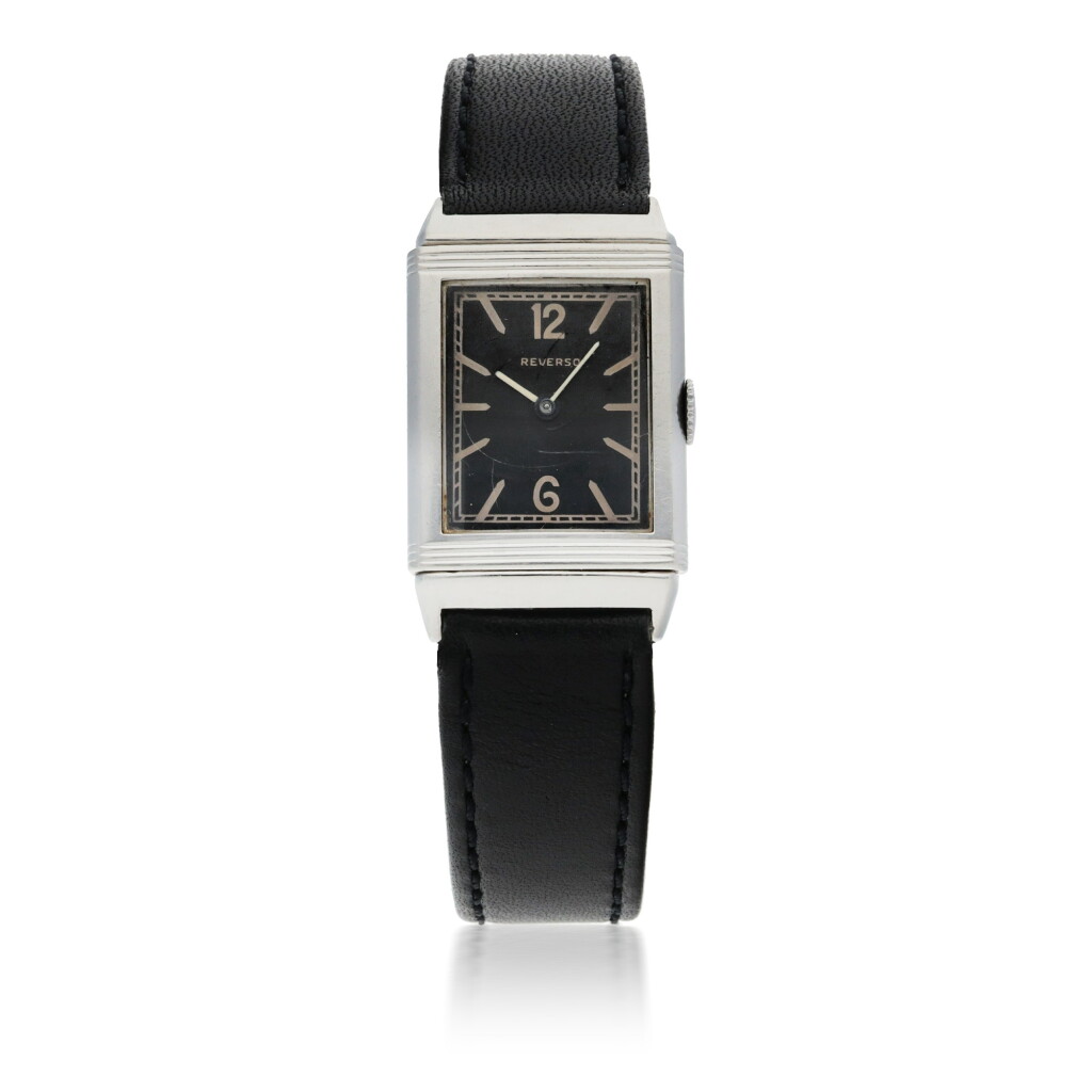 View full screen - View 1 of Lot 104. JAEGER-LECOULTRE | REVERSO STAINLESS STEEL REVERSIBLE WRISTWATCH CIRCA 1931.