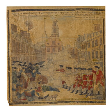 View full screen - View 1 of Lot 1648. PAUL REVERE | BROADSIDE ACCOUNT OF THE BLOODY MASSACRE (BRIGHAM PLATE 16).