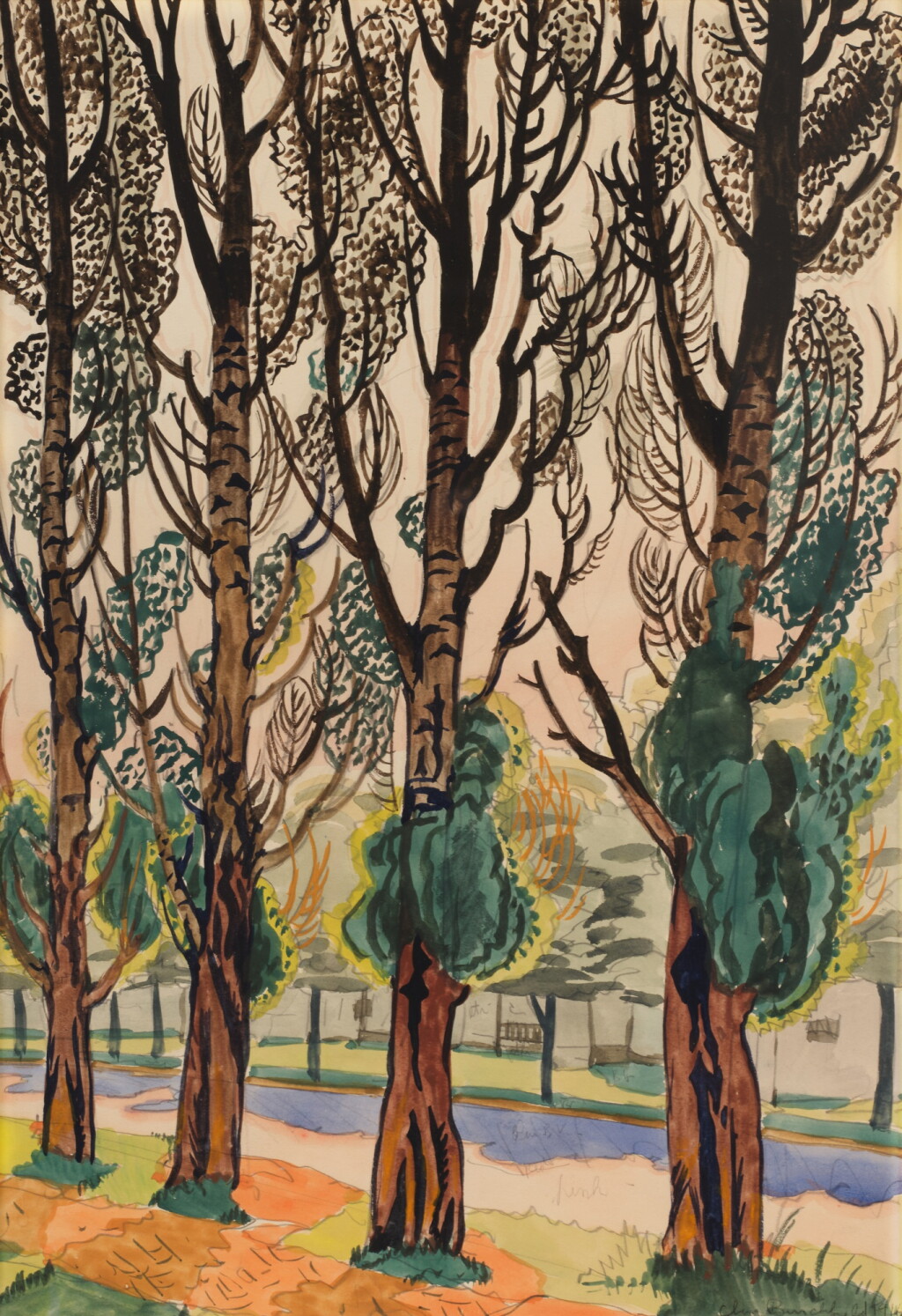 View full screen - View 1 of Lot 836. Poplars in July.