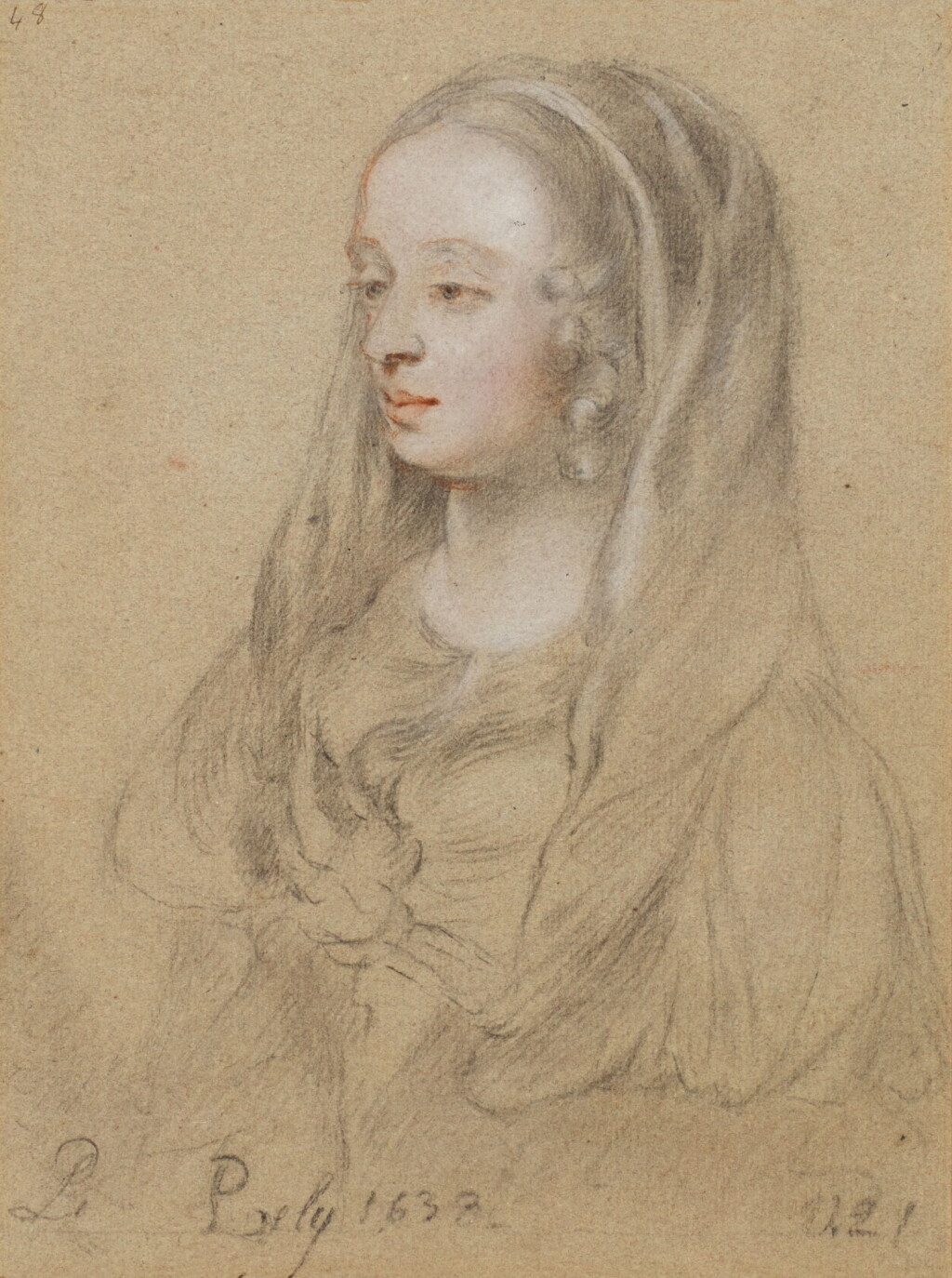 View full screen - View 1 of Lot 197. Recto: Portrait of a lady Verso: head studies.