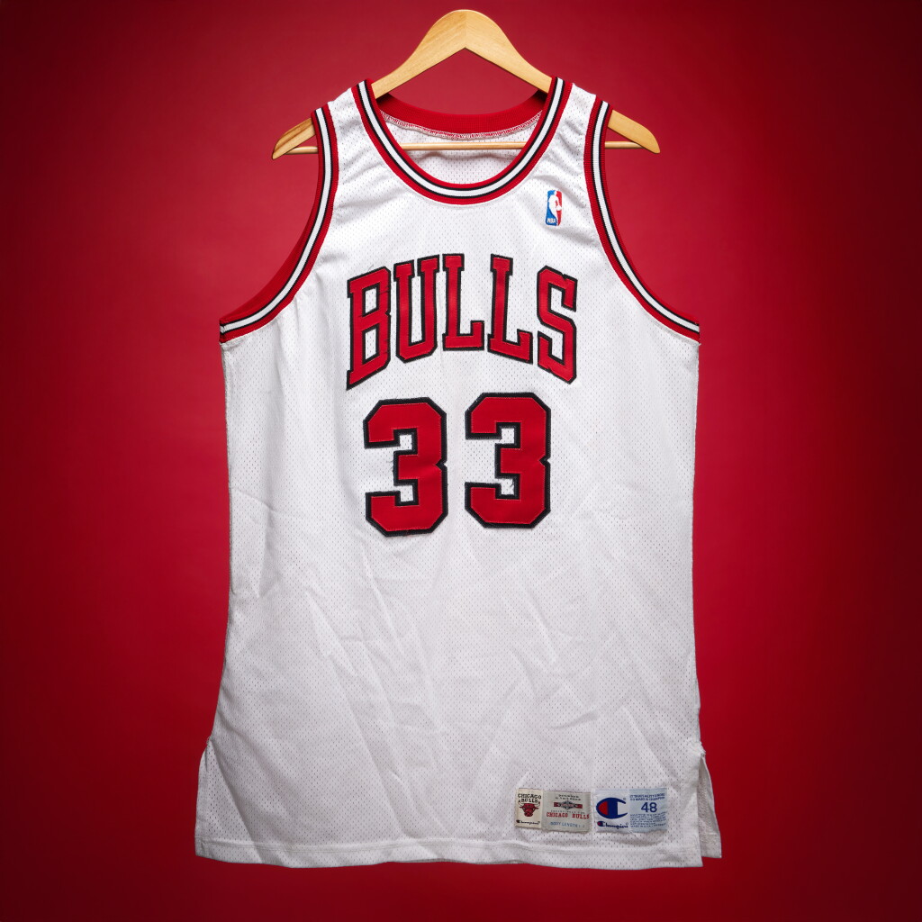 View full screen - View 1 of Lot 31. Scottie Pippen Chicago Bulls 1995 Eastern Conference Semifinals and Playoffs Game Worn Jersey | Matched to 7 Games | Two Double-Doubles.