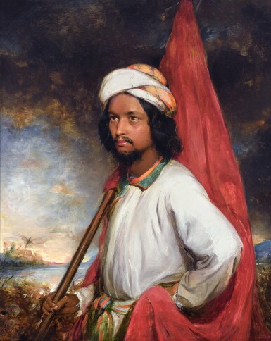 View full screen - View 1 of Lot 42. The Standard-Bearer: A Portrait of Rajaram Roy (1817–c. 1850), son of Raja Ram Mohan Roy (1772–1833).