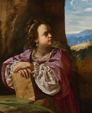 View full screen - View 1 of Lot 13. ARTEMISIA GENTILESCHI | A female martyr saint, probably Saint Catherine of Alexandria | 阿爾泰米西婭・真蒂萊斯基 | 《殉道聖女,應為亞歷山大的聖加大肋納》.