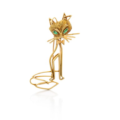 View full screen - View 1 of Lot 140. Emerald brooch, 1960s.