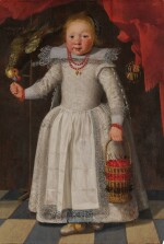 Portrait of Christina Vervoorn holding a basket of cherries accompanied by a pet parrot