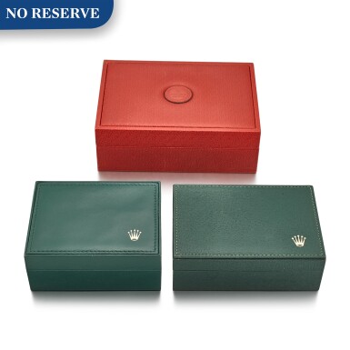 View full screen - View 1 of Lot 8039. ROLEX | A SET OF THREE PRESENTATION BOXES, CIRCA 1980.