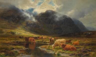 View full screen - View 1 of Lot 68. LOUIS BOSWORTH HURT | CATTLE IN A HIGHLAND LANDSCAPE.