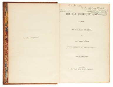 View full screen - View 1 of Lot 75. Dickens, Old Curiosity Shop, 1841, presentation copy in presentation binding inscribed to Macready.
