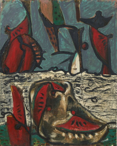 View full screen - View 1 of Lot 221. Melonen-oder der Tod wird von den Hexen verspottet XVII (Melons-or death is mocked by the witches XVII).