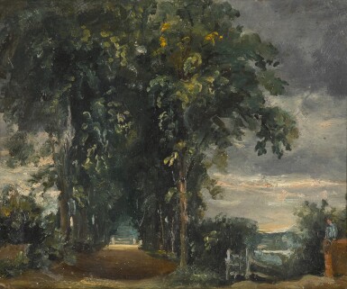 View full screen - View 1 of Lot 157. JOHN CONSTABLE, R.A. | A COUNTRY LANE WITH AN AVENUE OF TREES.