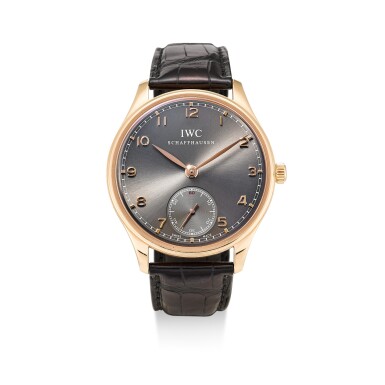 View full screen - View 1 of Lot 523. IWC | PORTUGUESE, REFERENCE IW5454-06, A PINK GOLD WRISTWATCH, CIRCA 2013.