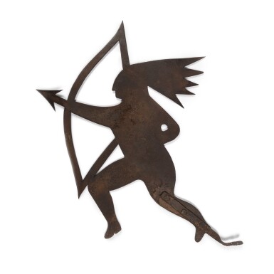 View full screen - View 1 of Lot 1171. American Sheet Iron 'Native American Archer' Weathervane, 19th Century.