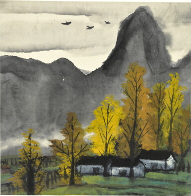View full screen - View 1 of Lot 133. LIN FENGMIAN (1900-1991) | AUTUMN SCENERY | 林風眠(1900-1991年) 《秋》 設色紙本 鏡框.