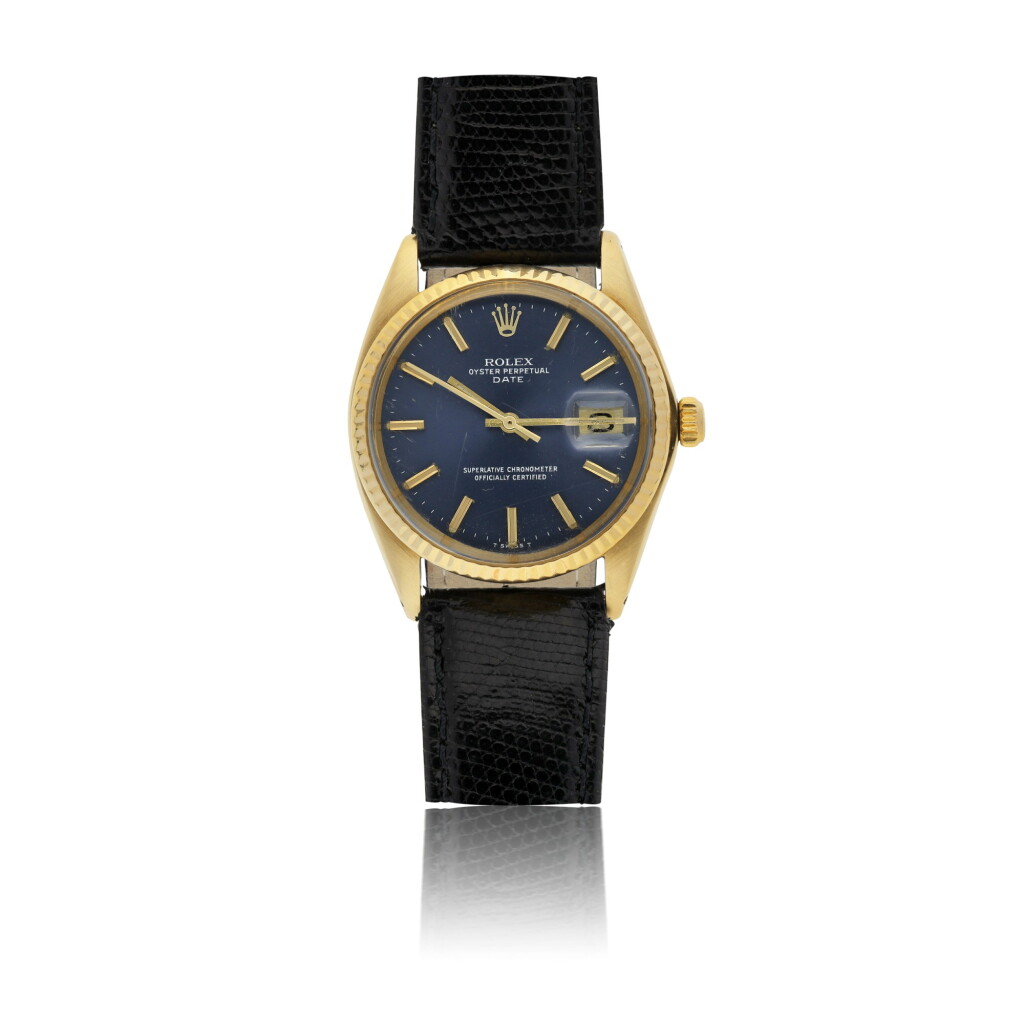 View full screen - View 1 of Lot 146. ROLEX | REF 1500/1503 DATE, A YELLOW GOLD AUTOMATIC WRISTWATCH WITH DATE AND BRACELET CIRCA 1974 .