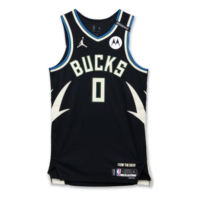 View full screen - View 1 of Lot 99. Damian Lillard Milwaukee Bucks 2025 NBA Playoffs Eastern Conference Round 1 Game Worn Statement Edition Jersey | Game 2.