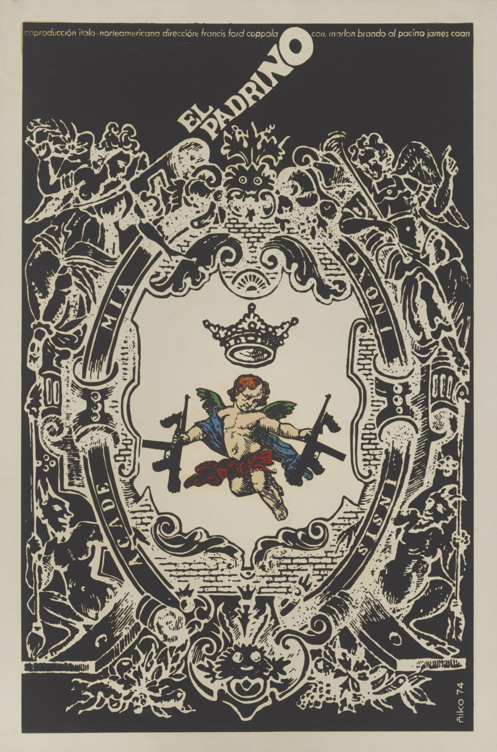View full screen - View 1 of Lot 46. THE GODFATHER / EL PADRINO (1972) FIRST CUBAN RELEASE SILKSCREEN POSTER, 1974.