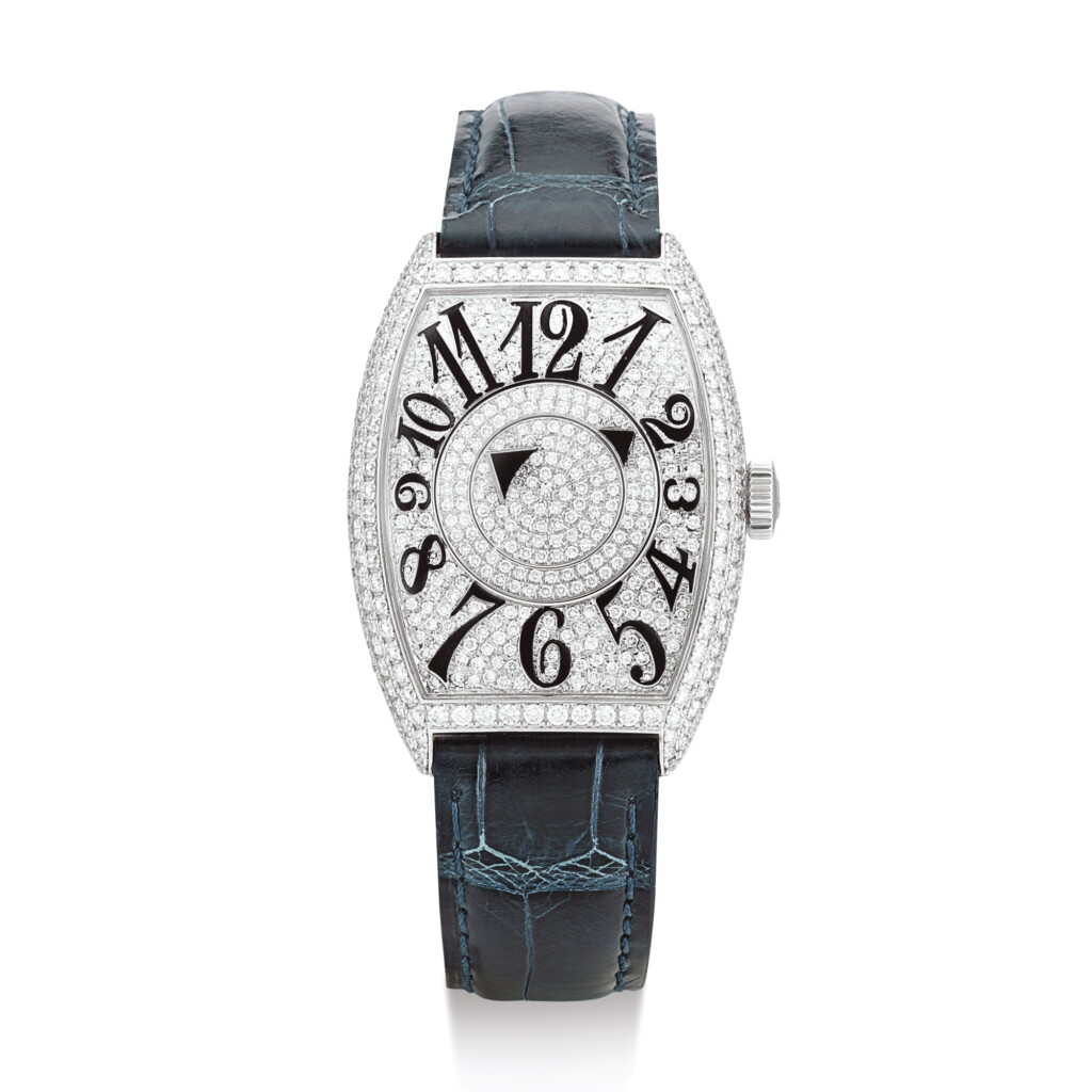 View full screen - View 1 of Lot 2125. FRANCK MULLER | DOUBLE MYSTERY, REFERENCE 6850 DM D CD A WHITE GOLD AND DIAMOND-SET WRISTWATCH, CIRCA 2005" | Double Mystery 型號6850 DM D CD 白金鑲鑽石腕錶,錶殼編號42,約2005年製".