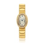 CARTIER | REF 1960 BAIGNOIRE, A LADY'S YELLOW GOLD AND DIAMOND SET OVAL BRACELET WATCH CIRCA 2000