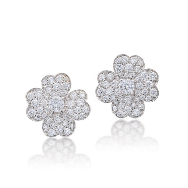 View full screen - View 1 of Lot 1878. PAIR OF DIAMOND 'COSMOS' EARCLIPS | 梵克雅寶 | 鑽石 耳夾一對.