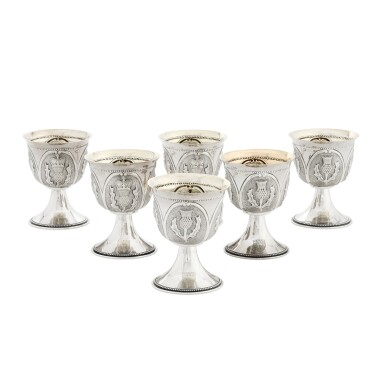 View full screen - View 1 of Lot 64. A set of six Scottish silver goblets, Richard Jarvis, Edinburgh 2000-2002.