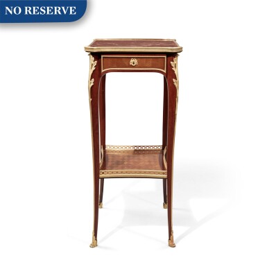 View full screen - View 1 of Lot 226. A French Louis XV Style Gilt Bronze-Mounted Amaranth and Sycamore Parquetry Table d'Occasion, Early 20th Century.