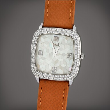 View full screen - View 1 of Lot 401. Reference 8929N | A white gold and diamond-set wristwatch with mother-of-pearl and diamond-set dial | Circa 1995.