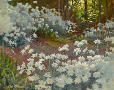 View full screen - View 1 of Lot 389. A woodland path with flowers.