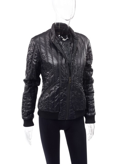 View full screen - View 1 of Lot 101. BLACK PADDED TWO-PIECE JACKET, CHANEL.