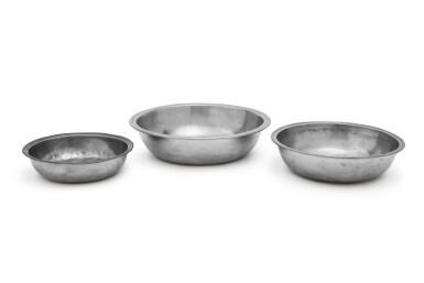 View full screen - View 1 of Lot 1227. Three Pewter Basins, American, Late 18th- Early 19th Century.