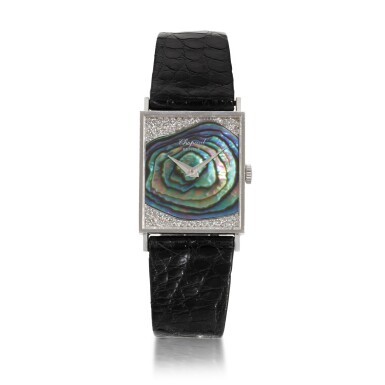 View full screen - View 1 of Lot 456. REFERENCE U2060/1 WHITE GOLD RECTANGULAR WRISTWATCH WITH MOTHER OF PEARL AND DIAMOND-SET DIAL CIRCA 1976.