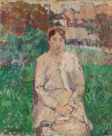 View full screen - View 1 of Lot 395. A woman in white (Mrs Brusselmans).
