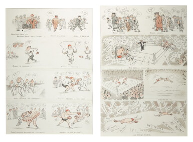 View full screen - View 1 of Lot 8. H.M. Bateman | "The Contest", 1919, pen ink and watercolour, framed and glazed.