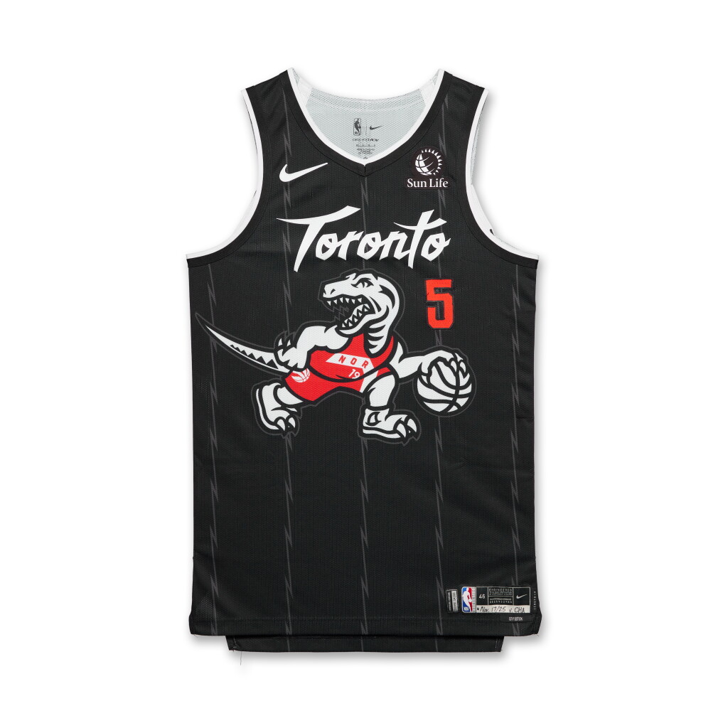View full screen - View 1 of Lot 52. Immanuel Quickley Toronto Raptors 2025-2026 Game Worn City Edition Jersey | Double-Double.