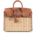 Limited Edition Gold Swift and Naturel Osier Wicker Picnic Birkin 25 Palladium Hardware, 2023