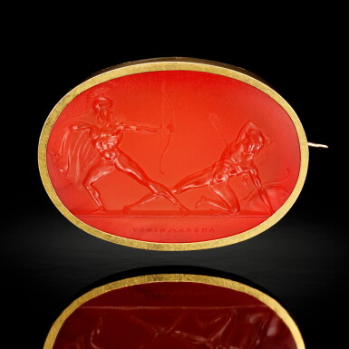 View full screen - View 1 of Lot 289. Intaglio of Achilles attacked by Hector .
