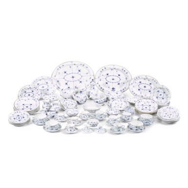 View full screen - View 1 of Lot 160. A Royal Copenhagen 'Fluted Blue' composite part dinner and dessert service, various dates 19th and 20th century.