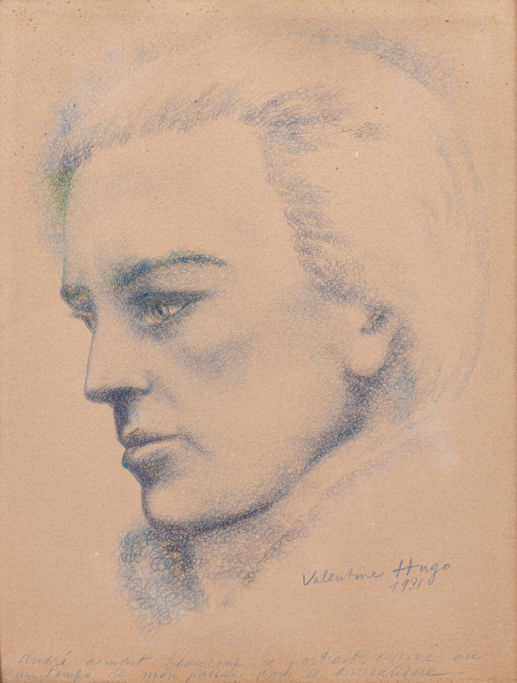 View full screen - View 1 of Lot 136. Portrait d'André Breton. Dessin original signé avec une annotation autographe. 1931..