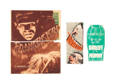 View full screen - View 1 of Lot 108. FRANKENSTEIN / DRACULA / THE MUMMY (1931/1931/1932) HERALDS, US.