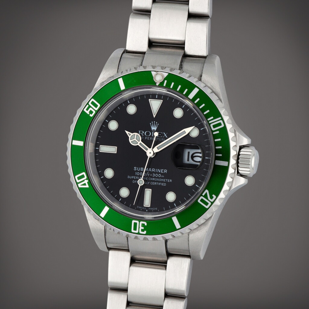 View full screen - View 1 of Lot 340. Submariner 'Kermit', Reference 16610 | A stainless steel wristwatch with date | Circa 2005.