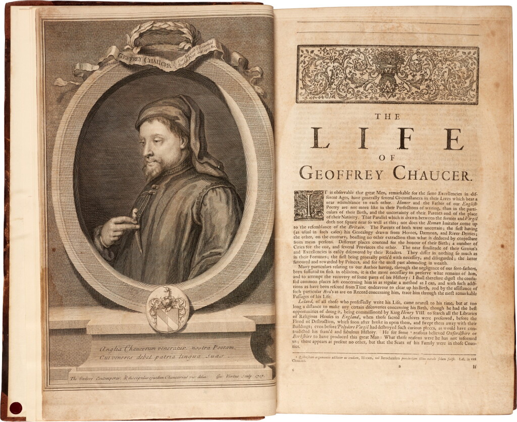 View full screen - View 1 of Lot 142. Chaucer, The works, London, 1721, contemporary calf.