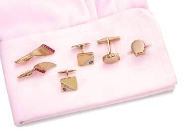 View full screen - View 1 of Lot 1087. THREE PAIRS OF CUFFLINKS.