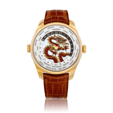 View full screen - View 1 of Lot 8124. WW.TC World Time, Reference 49870-52-703SBACA | A limited edition pink gold world time wristwatch with champlevé enamel dial, made for the Hong Kong market, Circa 2008 | 芝柏 WW. TC World Time 型號49870-52-703SBACA | 限量版粉紅金世界時間腕錶,備內填琺瑯錶盤,為香港市場而製,約2008年製.