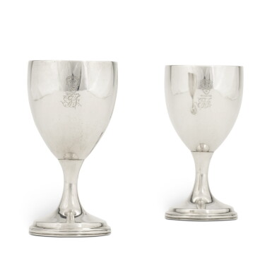 View full screen - View 1 of Lot 155. A pair of Irish George III silver goblets, Daniel Egan, Dublin, 1806.