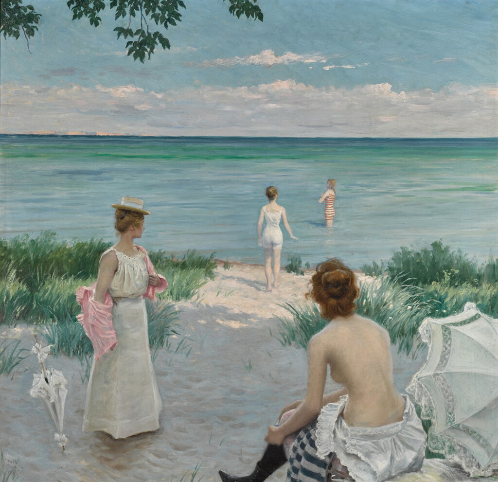 View full screen - View 1 of Lot 4. Bathers on Hornbæk Beach.
