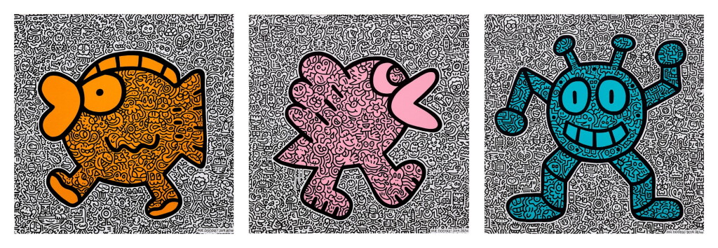 View full screen - View 1 of Lot 85. i. Orange Fish, ii. Pink Bird, iii. Blue Robot (Three Works) | I. 橘色魚/ II. 粉紅鳥/ III. 藍色機器人(三件作品).