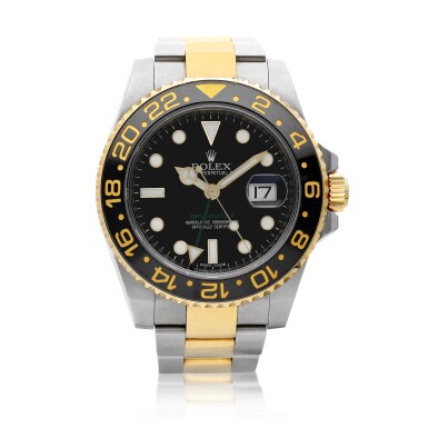 View full screen - View 1 of Lot 8246. GMT-Master II, Reference 116713LN | A yellow gold and stainless steel dual time zone wristwatch with date and bracelet, Circa 2011 | 勞力士 GMT-Master II 型號116713LN | 黃金及精鋼兩地時間鏈帶腕錶,備日期顯示,約2011年製.