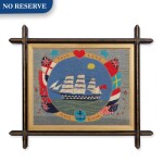 Two Sailor's Woolwork Pictures: "Woolies" of Sailing Ships, England, Late 19th century