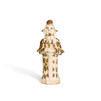 View full screen - View 1 of Lot 88. A brown-splashed qingbai 'warrior' figure, Song dynasty.