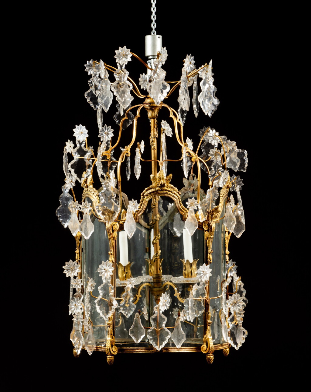 View full screen - View 1 of Lot 141. A Louis XV gilt-bronze and glass lantern, circa 1760 | Lanterne en bronze doré et verre d'époque Louis XV, vers 1760.
