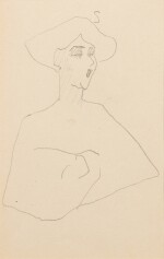 Tête et buste de femme de trois quarts vers la droite, bouche ouverte